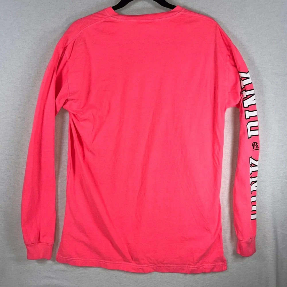 Y2K Victoria's Secret PINK Long Sleeve T Shirt Neon Pink Graphic Logo Size S - Picture 3 of 7